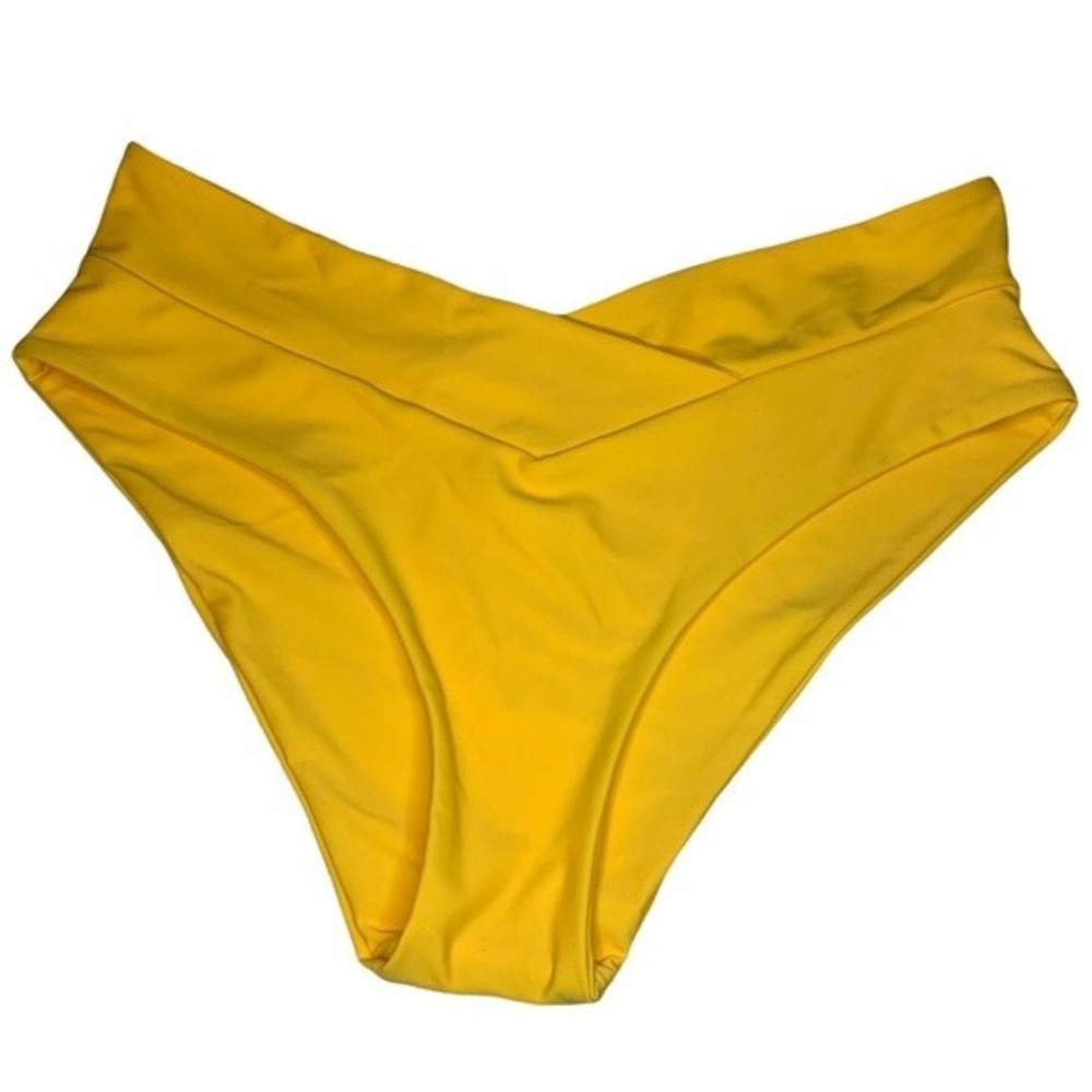 Bright Yellow Crossover Bikini Bottom Size Medium.